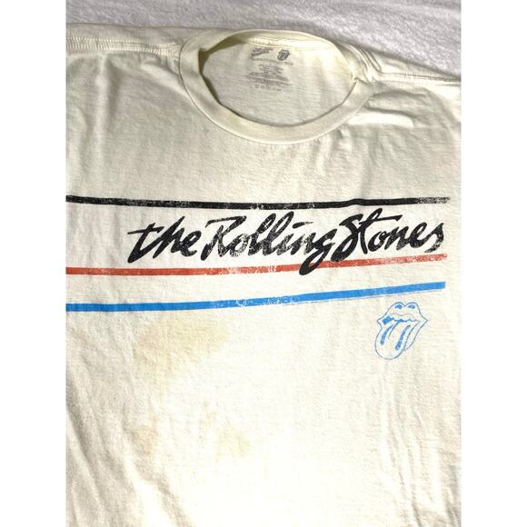 Rolling Stones Graphic Band Tee White Distressed Size L - Picture 5 of 6